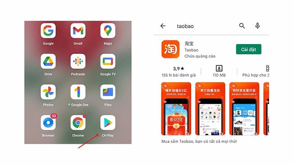 Tải app Taobao đối với hệ điều hành Android